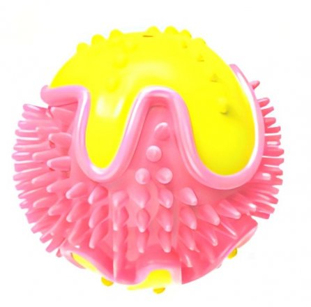 Yarro | Zabawka dla psa ENERGY | Piłka dla psa z kolcami masującymi dziąsła z TPR żółto-różowa 7cm