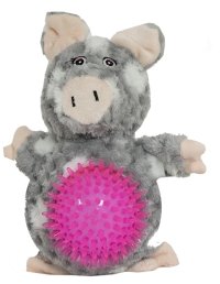 Yarro | Zabawka pluszowa dla psa | Szara świnka z gumowym brzuchem, piszcząca 23cm