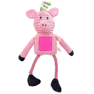 Yarro | Zabawka pluszowa dla psa | Różowa świnka z bawełnianym sznurem, piszcząca 40cm