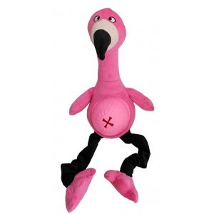 Yarro | Pluszowa zabawka dla psa | Różowy flaming z elastycznymi nogami i gumowym brzuchem na przysmaki 45cm