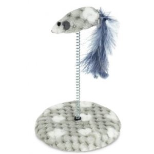 Yarro | Zabawka dla kota | Mysz z piórkiem na podstawce ze sprężyną