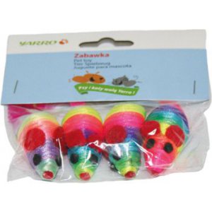 Yarro | Zabawka dla kota | Nylonowe myszki z piórkiem, 4szt. / op.