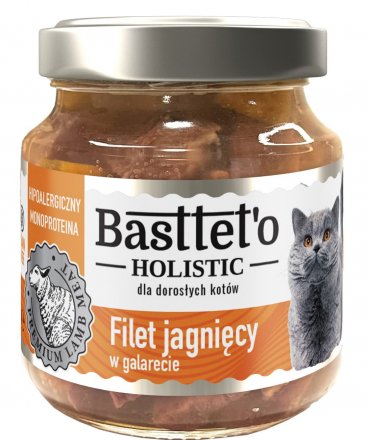 Basttet'o Holistic | Monoproteinowa karma mokra dla kota w galaretce | Słoiczek 130g